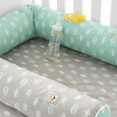 Бортик захисний мультифункціональний в ліжечко ТM PAPAELLA 60 x 15 см, 120 x 15 см корона мята/беж Бортик захисний мультифункціональний в ліжечко ТM PAPAELLA 60 x 15 см, 120 x 15 см корона мята/беж
