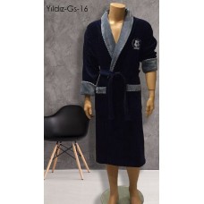 Халат чоловiчий велюр-махра розмір 3XL Dark-Blue ТМ Gursan Халат чоловiчий велюр-махра розмір 3XL Dark-Blue ТМ Gursan