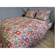 Комплект постільної білизни Кантрі Cotton 5D хакі із сердечками