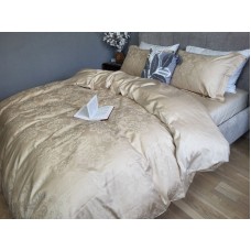 Комплект постільної білизни Tiara Beige, Сатин Жаккард, ТМ Комфорт-текстиль