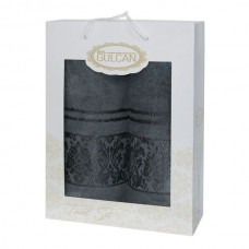 Подарунковий набір махрових рушників 2 шт., 50 x 90 см., 70 x 140 см., Damask Ornament-Dark-grey, ТМ Gulcan Подарунковий набір махрових рушників 2 шт., 50 x 90 см., 70 x 140 см., Damask Ornament-Dark-grey, ТМ Gulcan