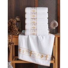 Крижма для хрещення 70 x 140 см. із золотою вишивкою ангелів, махрова, велюрова, 100% Бавовна Крижма для хрещення 70 x 140 см. із золотою вишивкою ангелів, махрова, велюрова, 100% Бавовна