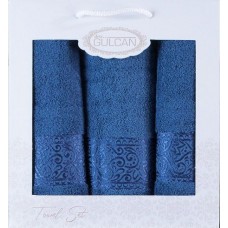 Набір з 3-х махрових рушників, 50 x 90 см x 2шт, 70 x 140 см, Cotton Ornament blue, ТМ Gulcan Набір з 3-х махрових рушників, 50 x 90 см x 2шт, 70 x 140 см, Cotton Ornament blue, ТМ Gulcan