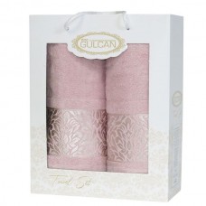 Набір із 2-х махрових рушників Gulcan Cotton Frower Ornament Pink Набір із 2-х махрових рушників Gulcan Cotton Frower Ornament Pink