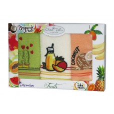 Набір кухонних махрових рушників Gursan 3 шт 30x50 см, Фрукти Organic Fruits (3ka-06) Набір кухонних махрових рушників Gursan 3 шт 30x50 см, Фрукти Organic Fruits (3ka-06)