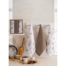 Набір кухонних рушників Nilteks Velora Beige, 3 шт, 40x60 см Набір кухонних рушників Nilteks Velora Beige, 3 шт, 40x60 см
