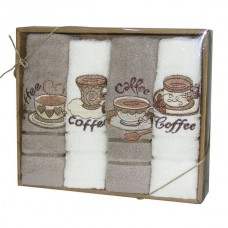 Набір кухонних махрових рушників Nilteks Natural Box Coffee-3, 4 шт, 30x50 см Набір кухонних махрових рушників Nilteks Natural Box Coffee-3, 4 шт, 30x50 см