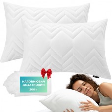 Набір подушок Nordic Comfort+ 50 x 70 см. - 2 шт., білі з блискавкою, антиалергенне волокно + подарунок 200 г. наповнювача Набір подушок Nordic Comfort+ 50 x 70 см. - 2 шт., білі з блискавкою, антиалергенне волокно + подарунок 200 г. наповнювача