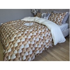 Комплект постільної білизни Плетені Сердечки Cotton 5D молочний Комплект постільної білизни Плетені Сердечки Cotton 5D молочний