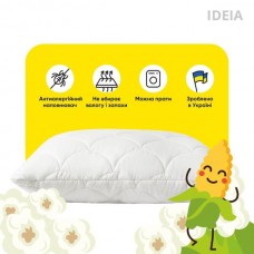 Подушка 50 x 70 см ПОПКОРН IDEIA, з кукурудзяним наповнювачем, гіпоалергенна, біла Подушка 50 x 70 см ПОПКОРН IDEIA, з кукурудзяним наповнювачем, гіпоалергенна, біла