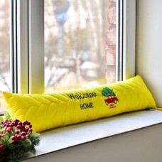 Подушка валик 15 x 90 см. декоративна, утеплювач для вікон та дверей, жовта з вишивкою, ТМ IDEIA Подушка валик 15 x 90 см. декоративна, утеплювач для вікон та дверей, жовта з вишивкою, ТМ IDEIA