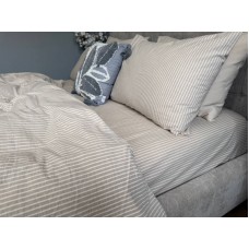Постільна білизна Mini Bell Washed Cotton, кремова варена бавовна у тонку бежеву смужку Постільна білизна Mini Bell Washed Cotton, кремова варена бавовна у тонку бежеву смужку