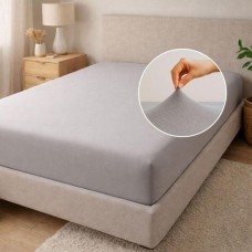 Простирадло трикотажне, 140/160 x 200 x 35 см, на гумці, сіре, ТМ IDEIA Простирадло трикотажне, 140/160 x 200 x 35 см, на гумці, сіре, ТМ IDEIA