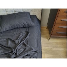 Комплект постільної білизни Сатин Stripe LUX DARK NIGHT 1/1см