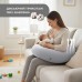 U-подібна подушка для вагітних та годування SeiDesign 30 x 190 см, трикотаж, гіпоалергенна, бавовняна наволочка на блискавці, сіро-бежева U-подібна подушка для вагітних та годування SeiDesign 30 x 190 см, трикотаж, гіпоалергенна, бавовняна наволочка на блискавці, сіро-бежева