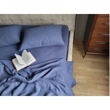 Комплект постільної білизни Navy Blue, Муслін чотиришаровий, 100% Бавовна, ТМ Комфорт-текстиль Комплект постільної білизни Navy Blue, Муслін чотиришаровий, 100% Бавовна, ТМ Комфорт-текстиль