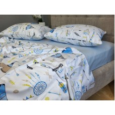 Комплект постільної білизни Вігвам/блакитний, Turkish flannel Комплект постільної білизни Вігвам/блакитний, Turkish flannel