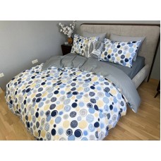 Комплект постільної білизни Юлій Turkish Cotton, двосторонній, білий з яскравими колами Комплект постільної білизни Юлій Turkish Cotton, двосторонній, білий з яскравими колами